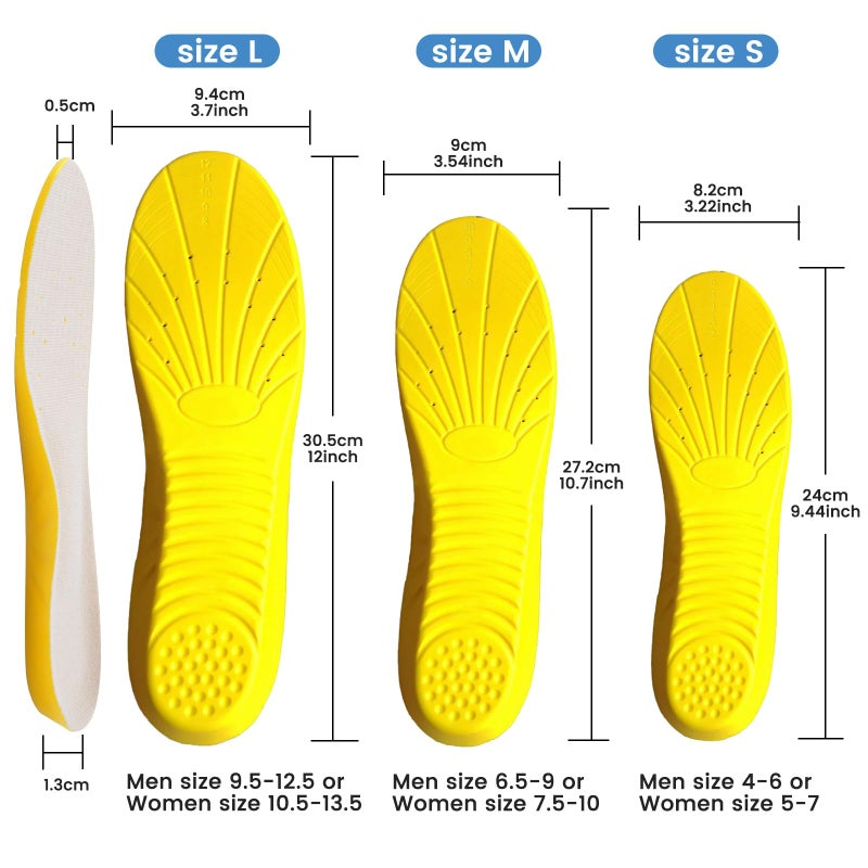 Amitataha Shoe Insoles  Memory Foam Insoles  Providing Excellent Shock Absorption and Cushioning for Feet Relief  Comfortable Insoles for Men and Women for Everyday Use  S [US M: 4-6/W: 5-7] - Image 3